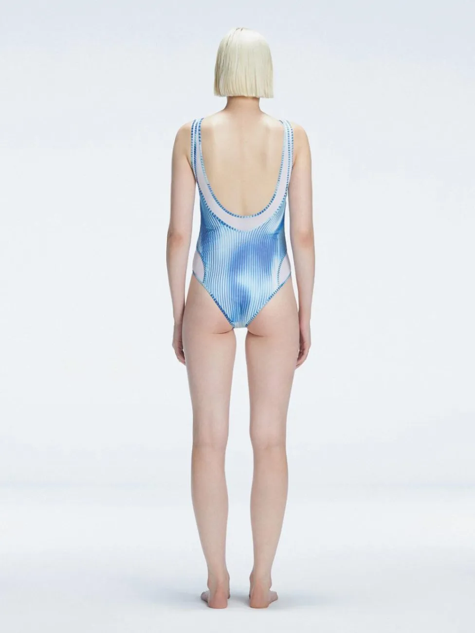 Calista Blue Plunge One Piece Swimsuit