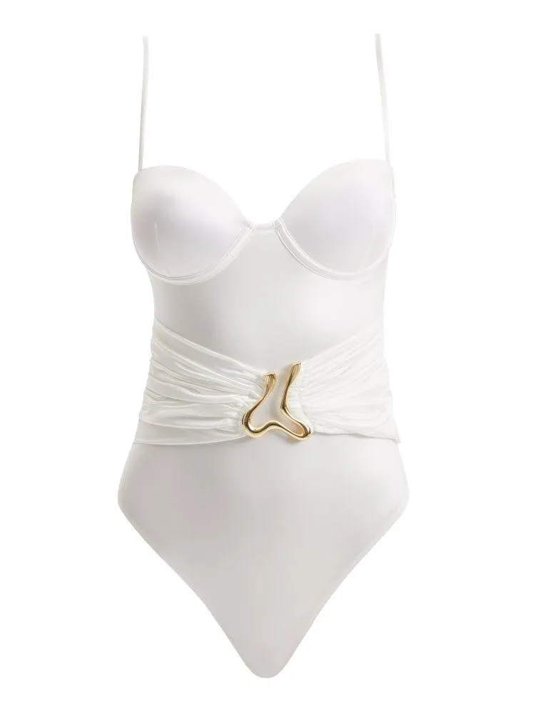 Coral White Swimsuit