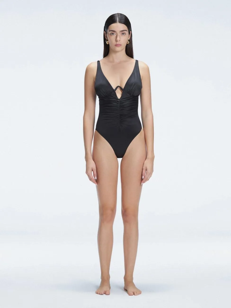 Emma V Neck Black One Piece Swimsuit