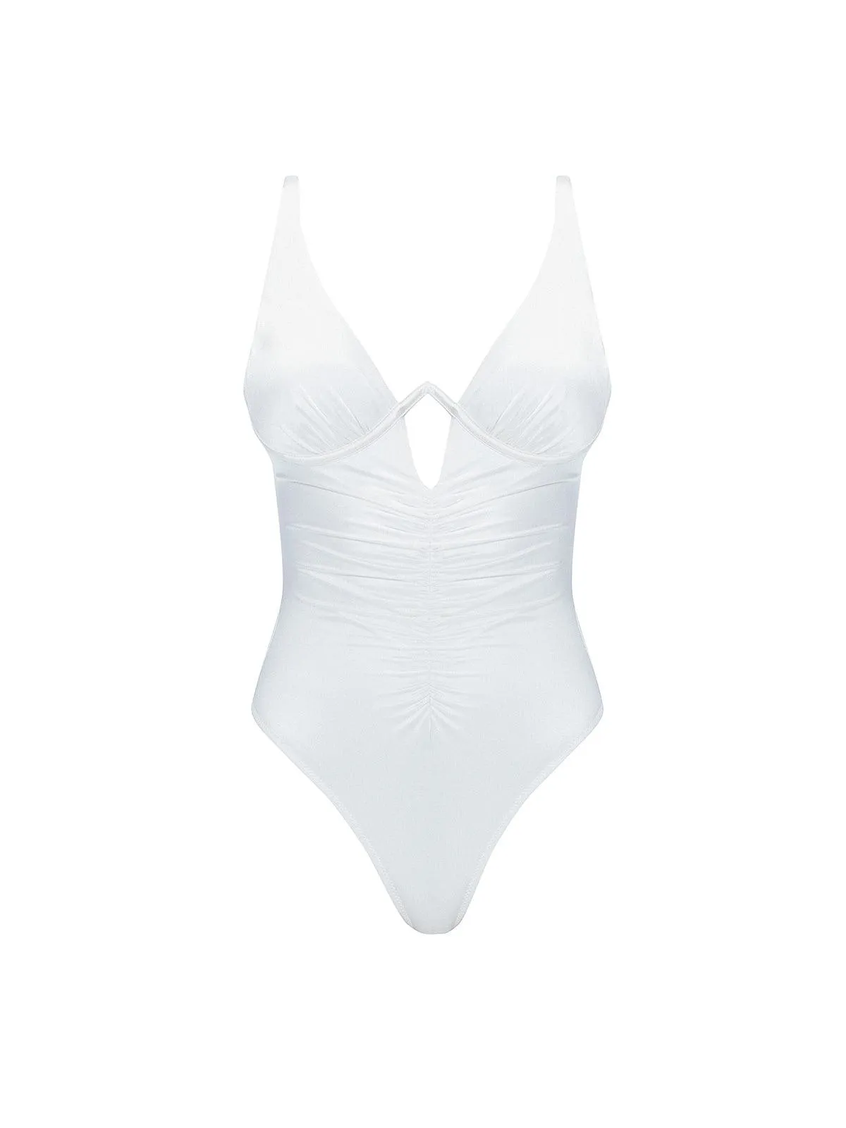 Emma V Neck White One Piece Swimsuit