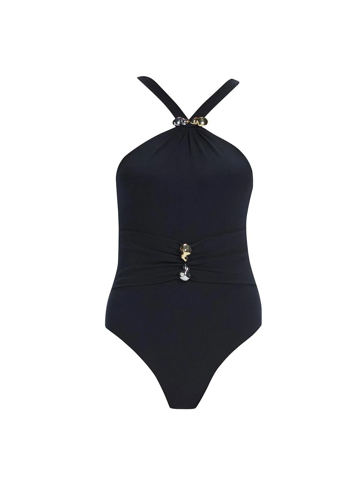 Lyra Black High Neck One Piece Swimsuit