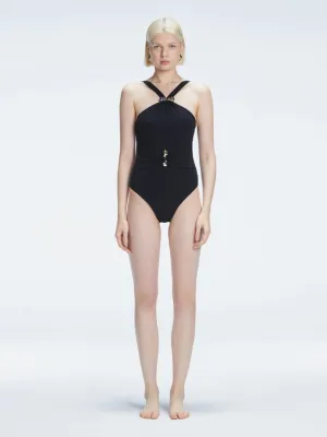 Lyra Black High Neck One Piece Swimsuit