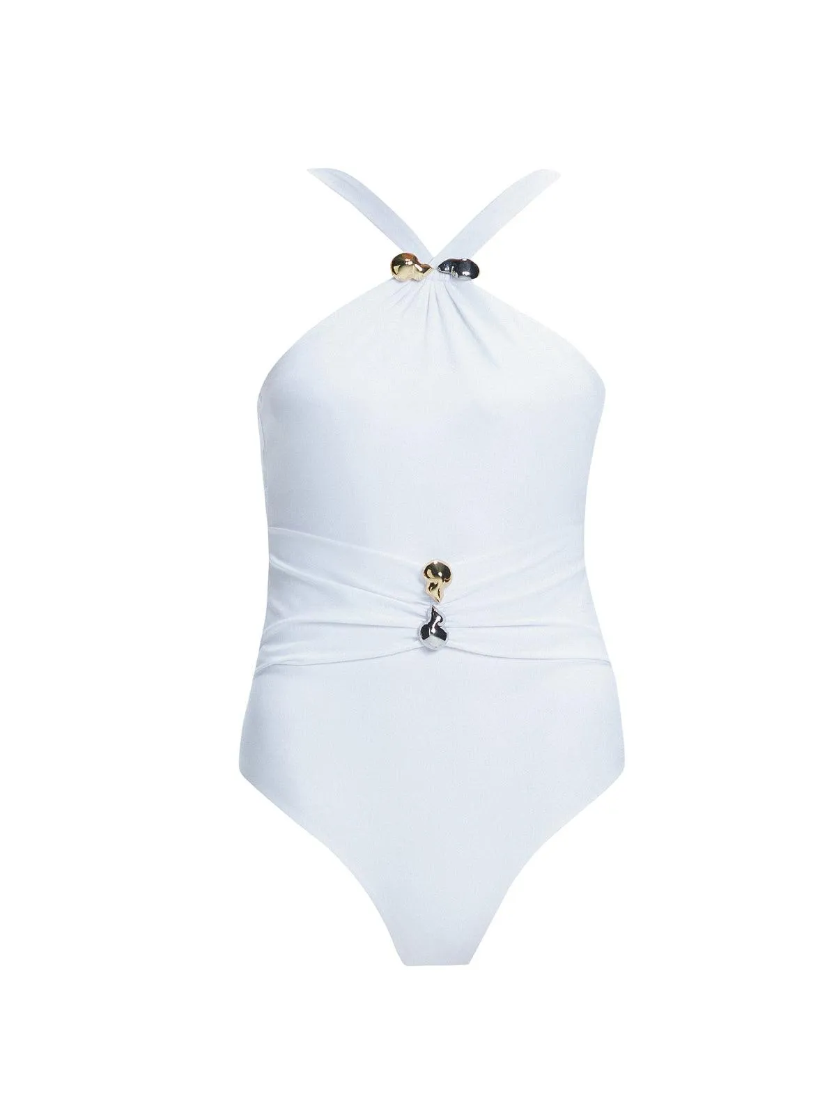Lyra White High Neck One Piece Swimsuit