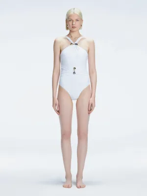 Lyra White High Neck One Piece Swimsuit