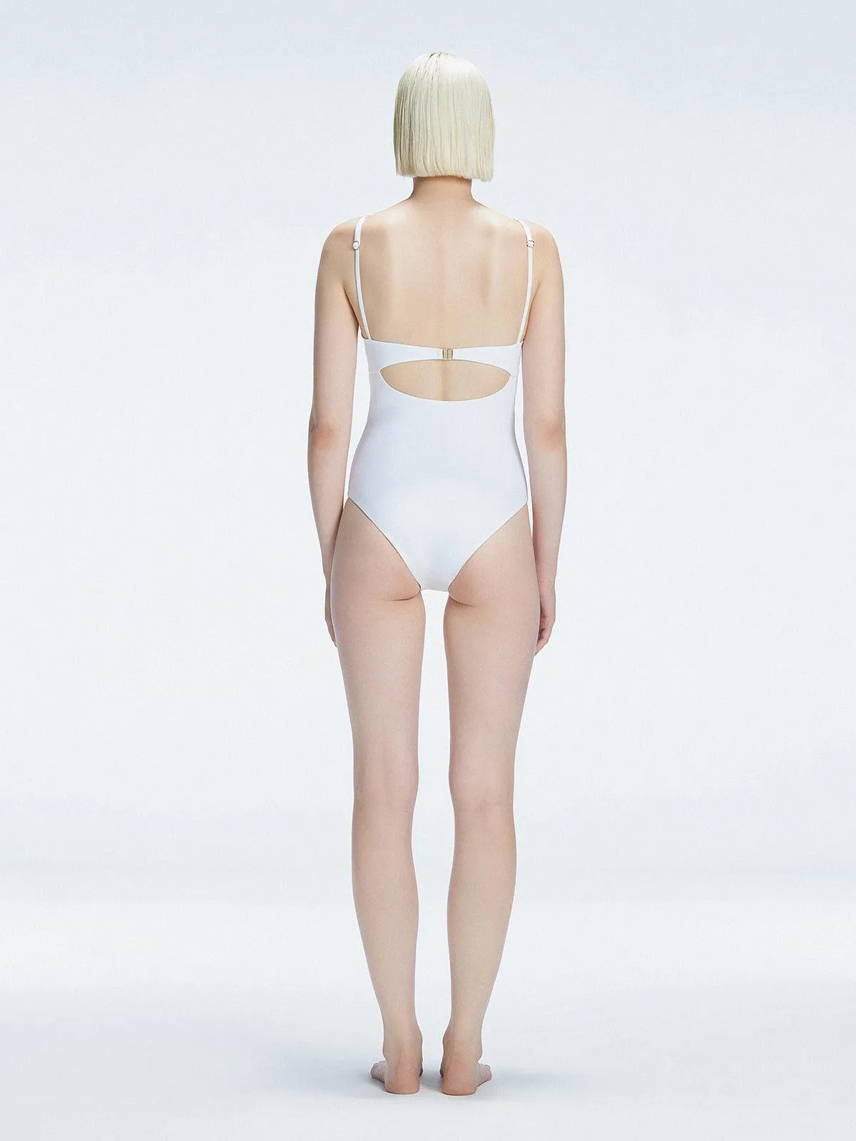 Lyra White High Neck One Piece Swimsuit