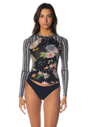 Maaji Black Bouquet Diver Diver Rashguard
