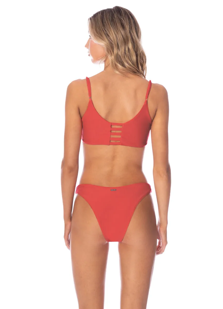 Maaji Red Camelia Splendour Regular Rise Thin Side Bikini Bottom