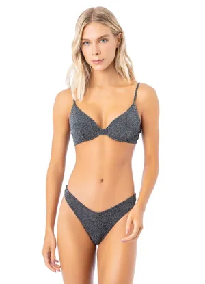 Maaji Silver Black Dainty Unmolded Underwire Bikini Top
