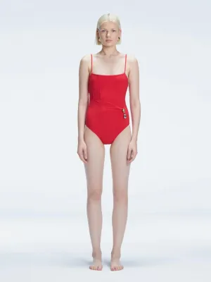 Marigold Red Corset One Piece Swimsuit