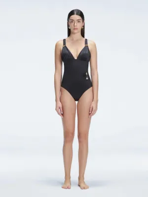 Marina Black V Neck One Piece Swimsuit