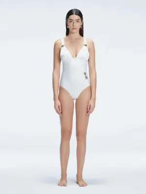 Marina White V Neck One Piece Swimsuit