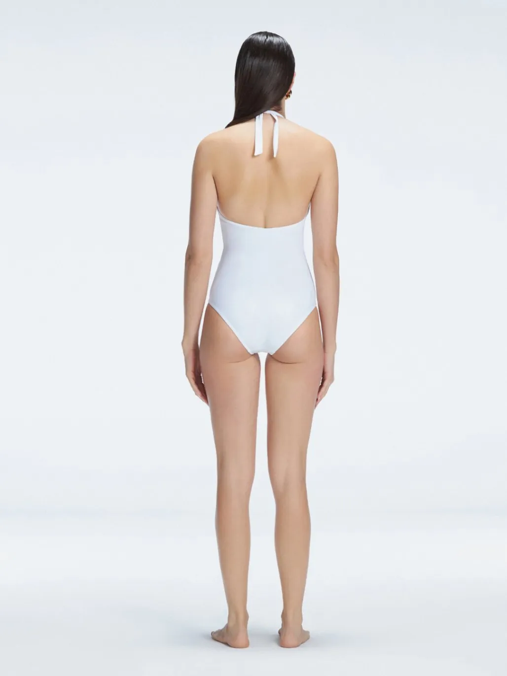 Miley White Halter One Piece Swimsuit