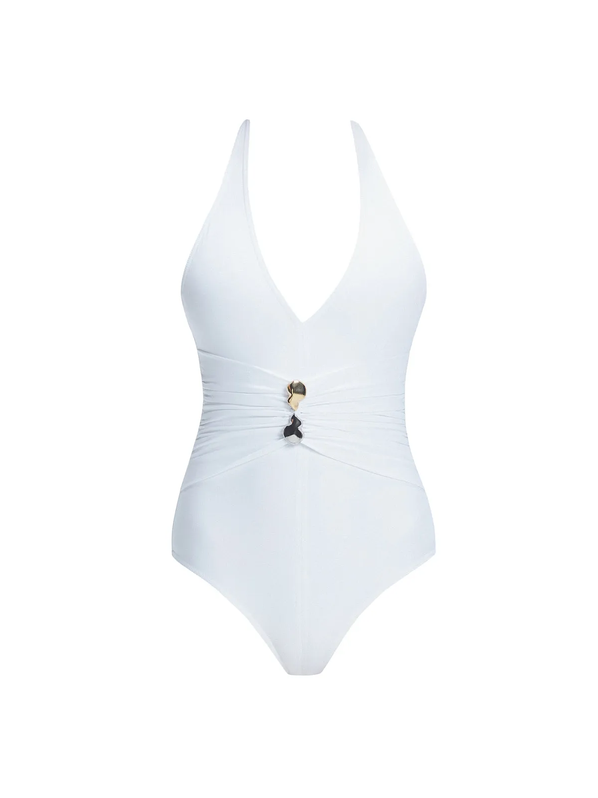 Miley White Halter One Piece Swimsuit