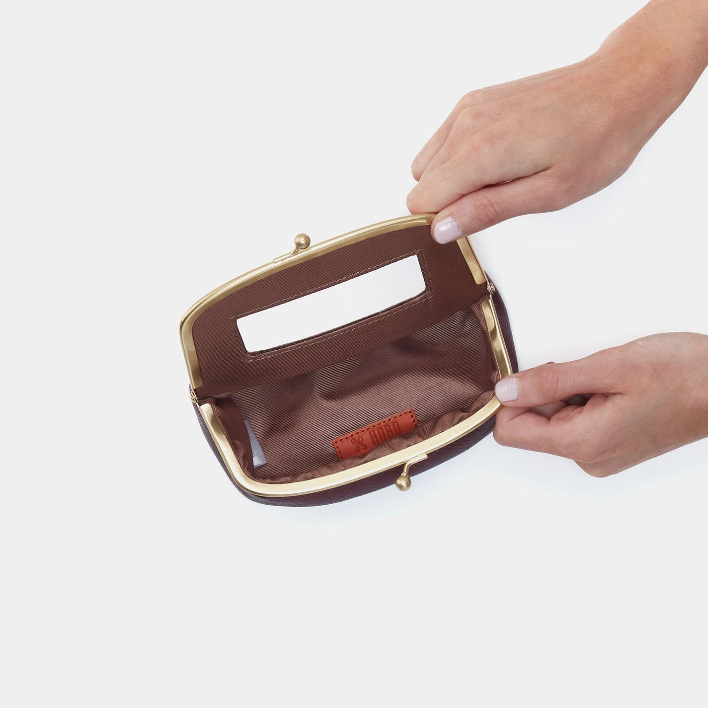 Save Face Frame Pouch In Metallic Leather - Frosted Plum