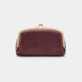 Save Face Frame Pouch In Metallic Leather - Frosted Plum