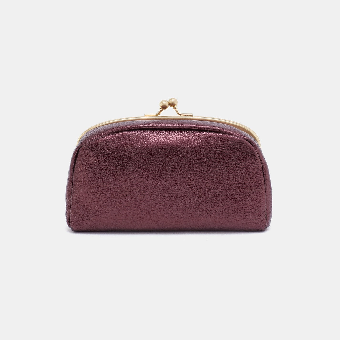 Save Face Frame Pouch In Metallic Leather - Frosted Plum