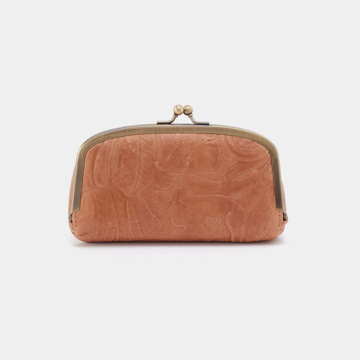Save Face Frame Pouch In Tooled Embossed Leather - Saddle Tooled Emboss
