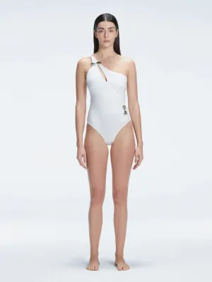 Solene White One Shoulder One Piece Swimsuit