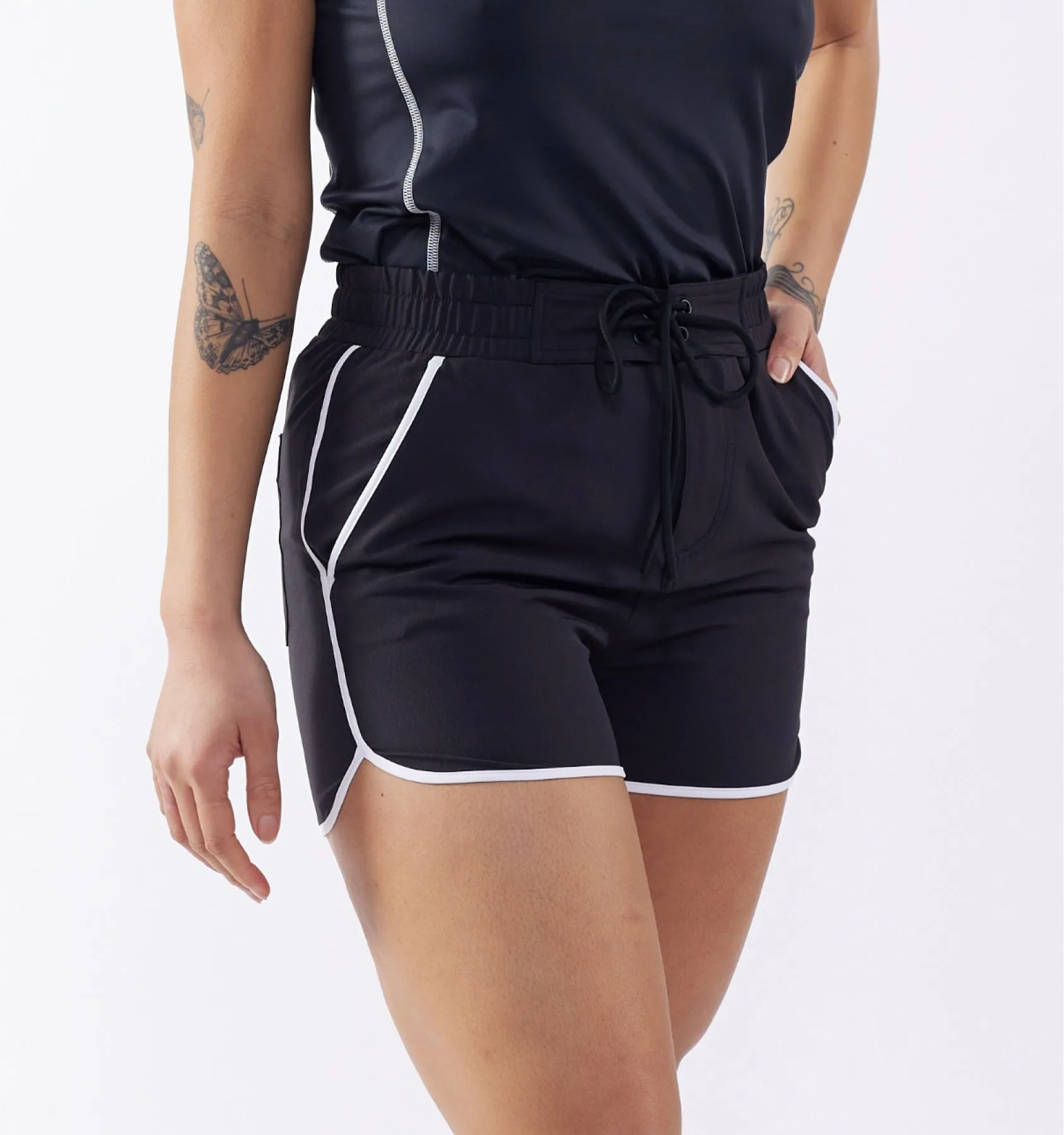 Swim 2.5" High Waisted Board Shortie - Black Novelty