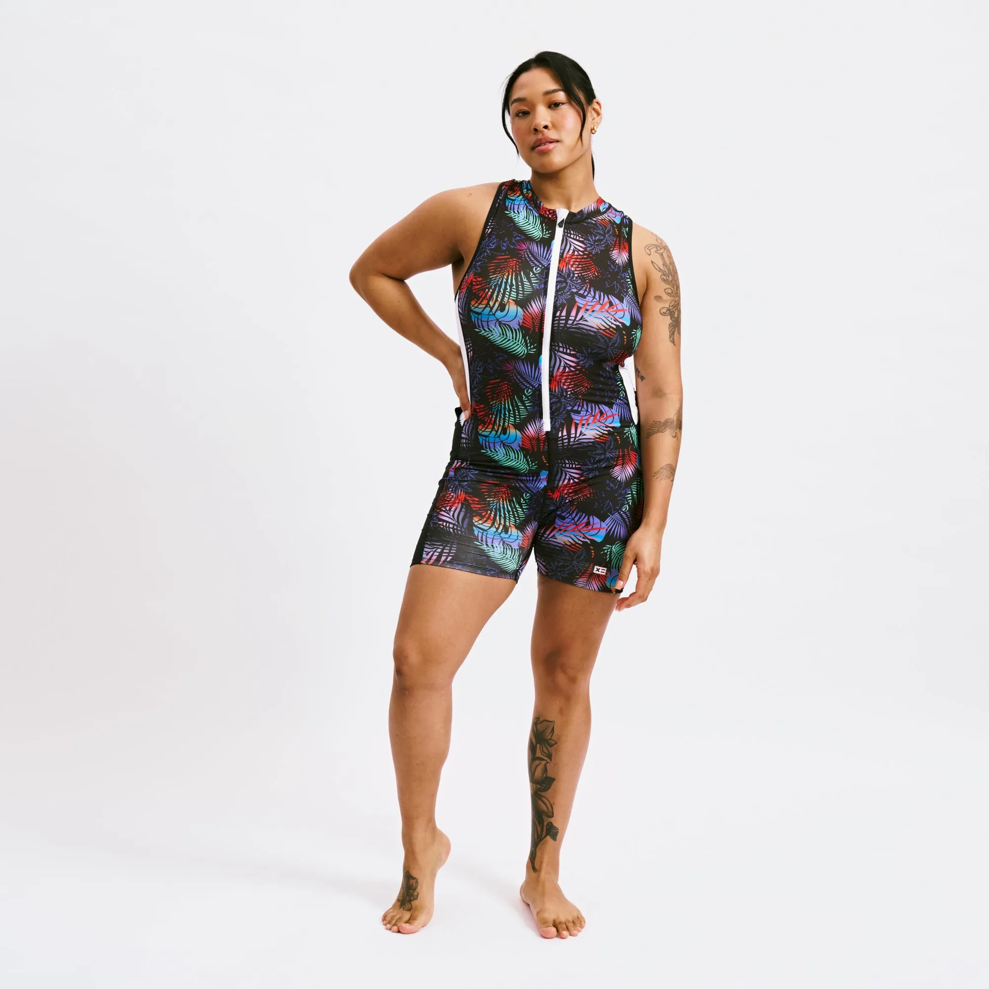 Swim 4.5" Zip Up Unisuit - Palm Dreams