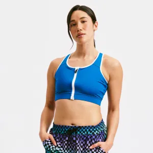 Swim Racerback Zip Compression Top - Marina Blue