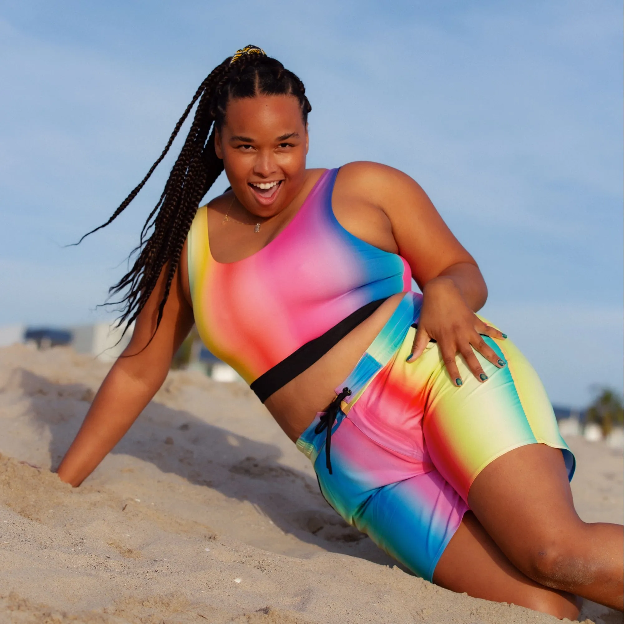 Swim Reversible Sport Top - Melting Rainbow