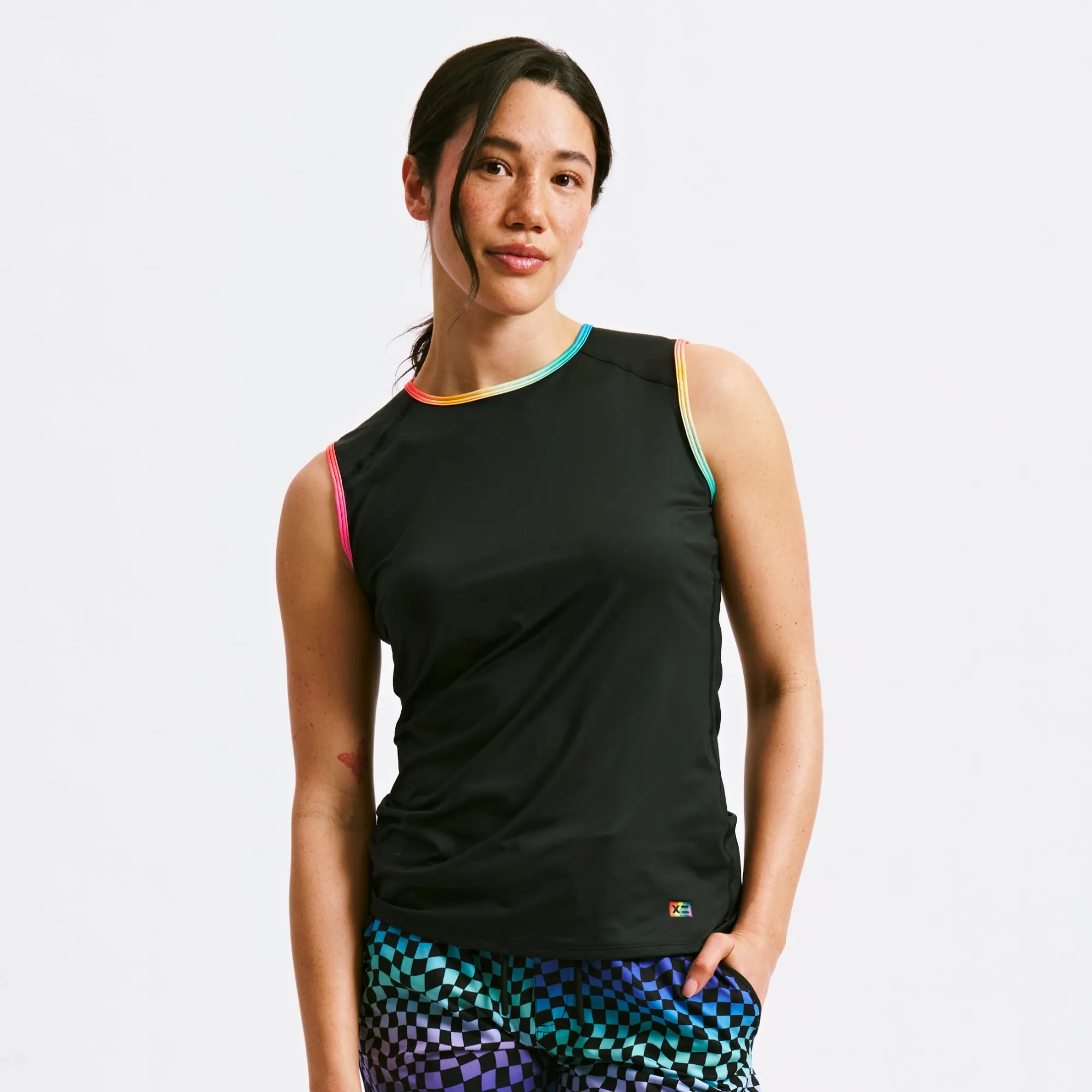 Swim Tank - Black Rainbow Ombre