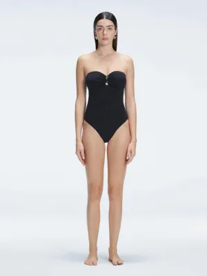 Zephyrine Black Bandeau One Piece Swimsuit