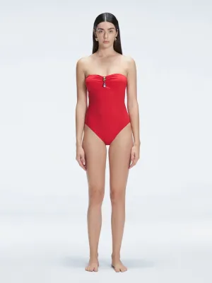 Zephyrine Red Bandeau One Piece Swimsuit