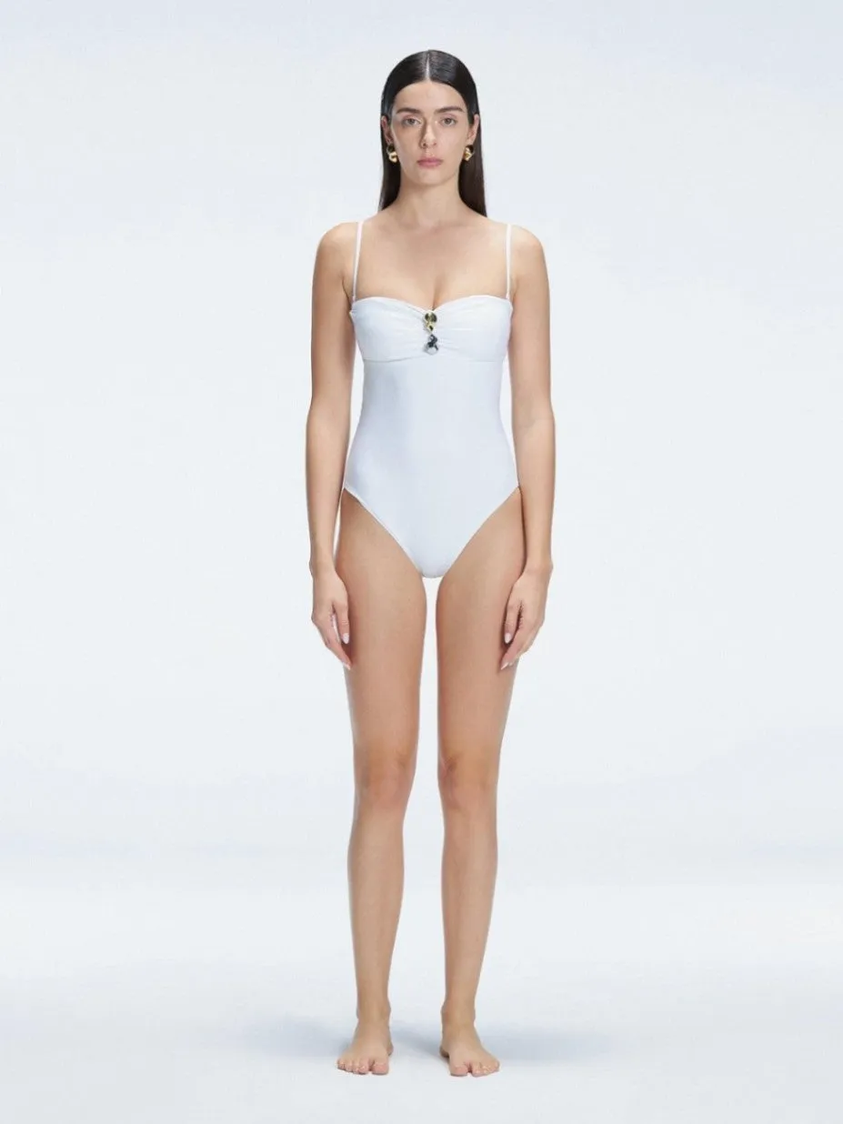 Zephyrine White Bandeau One Piece Swimsuit